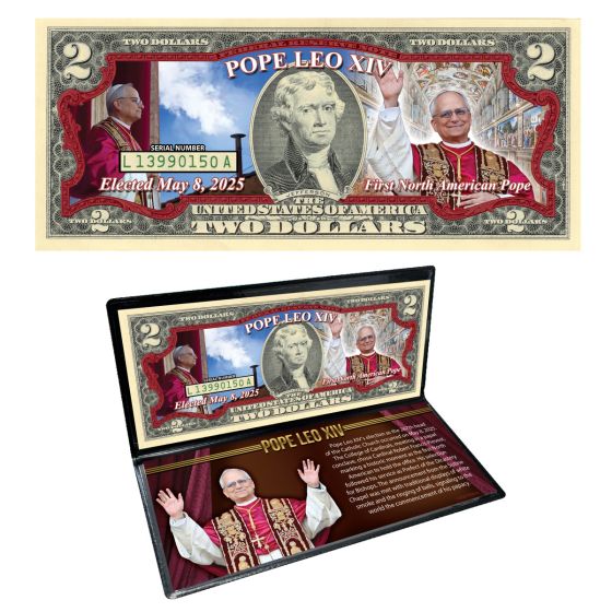Pope Leo XIV Colorized $2 Bill 1