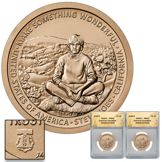 2026 P&D MS67 Steve Jobs Commemorative $1 coin - American Innovation California 1