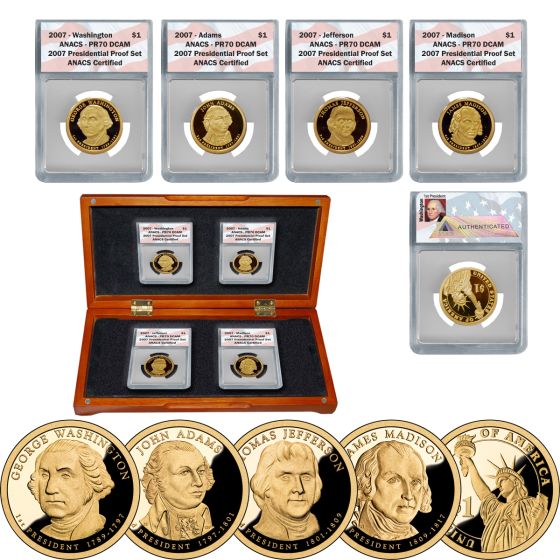 The Presidential Dollar Proof Set ANACS PR70 1