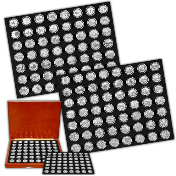 1999-2021 State & National Park Quarter BU Collection in Wood Display Box 2