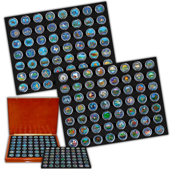 1999-2021 State & National Park Colorized Quarter Collection in Wood Display Box 2