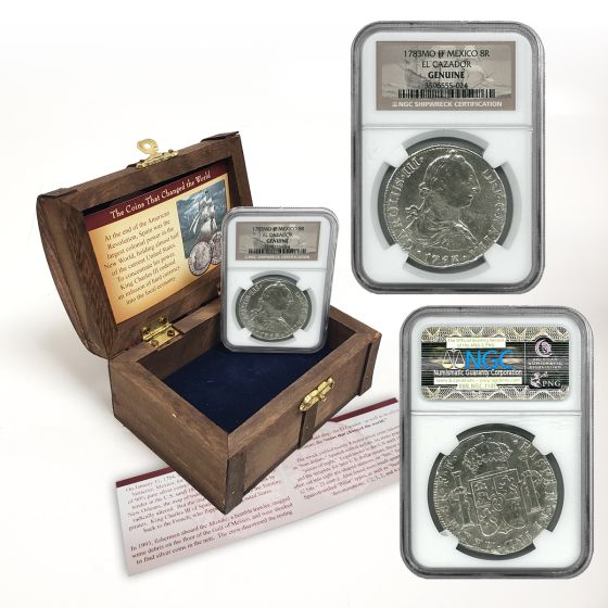 Spanish Colonial Silver 8 Real Genuine NGC (El Cazador)  1