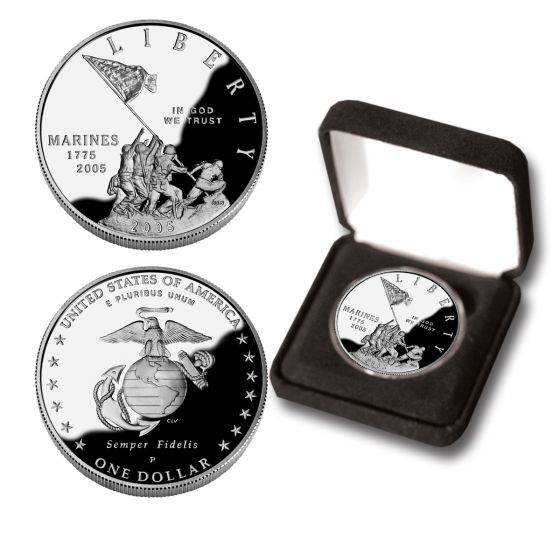 2005 Marine Corps 230th anniversary silver dollar 2