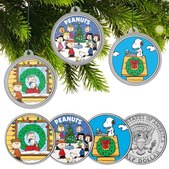 Peanuts 3 Coin set Christmas Ornaments 1