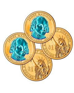 24k Gold Hologram P & D Presidential Dollar Sets-Madison