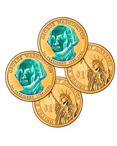 24k Gold Hologram P & D Presidential Dollar Sets-Washington