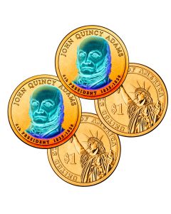 24k Gold Hologram P & D Presidential Dollar Sets-John Q. Adams