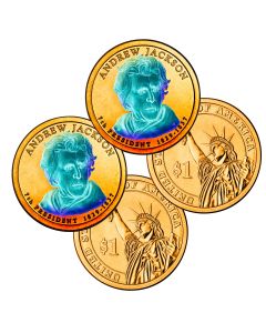 24k Gold Hologram P & D Presidential Dollar Sets-Jackson