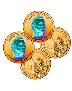 24k Gold Hologram P & D Presidential Dollar Sets-Monroe