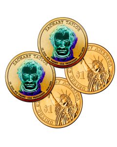 24k Gold Hologram P & D Presidential Dollar Sets-Taylor