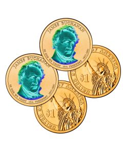 24k Gold Hologram P & D Presidential Dollar Sets-Buchanan