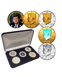 2014 Kennedy Half Dollar Colorized & Enhanced Type Set - 50th Anniversary 