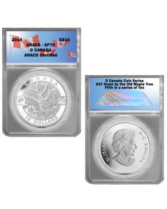 2014 O Canada 1/2 oz Silver $10-Down by the Old Maple Tree SP70