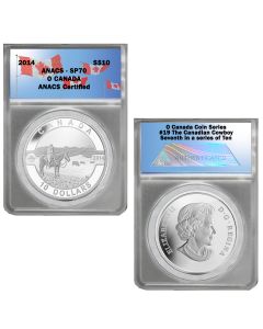 2014 O Canada 1/2 oz Silver $10-Cowboy SP70