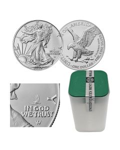 2025 (P) $1 American Silver Eagle with Eagle Privy BU Coin - Open Roll of 20