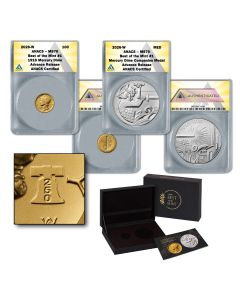 Best of the Mint 1916 Mercury Dime Gold Coin Silver Medal Set MS70 Advanced Release