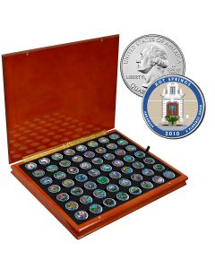 National Park Quarter Colorized Complete set in Wood Display Box (2010-2021) - America the Beautiful