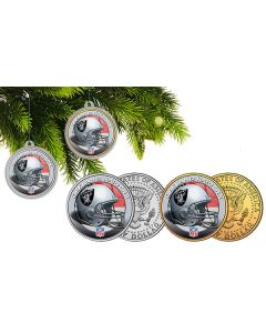 NFL 2 Coin set Christmas Tree Ornaments- Official-Oakland Raiders