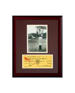 Framed Repligraph Photo & replica of signed check-Walter Johnson